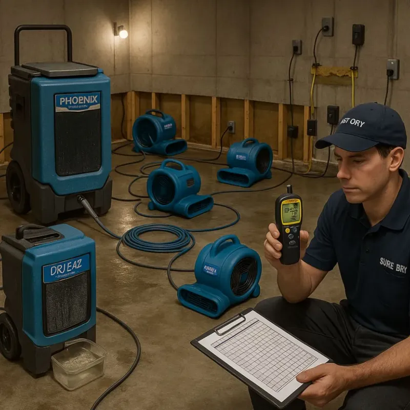 Structural Drying and Dehumidification process in Lamar County, TX